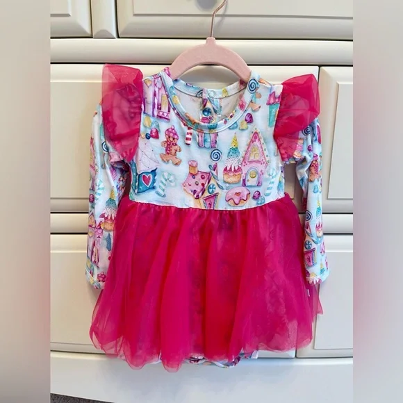 Birdie Bean Jovie Gingerbread Twirl Bodysuit Dress